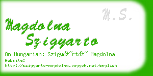 magdolna szigyarto business card